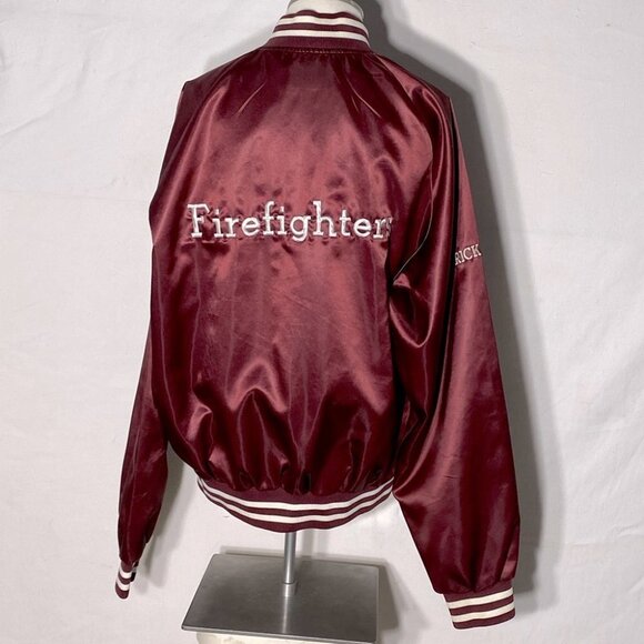 Vintage Trimark Burgundy Firefighter Varsity Jacket XL - Picture 4 of 16